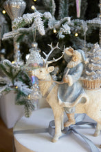 Load image into Gallery viewer, Snowy Blue Santa On Reindeer
