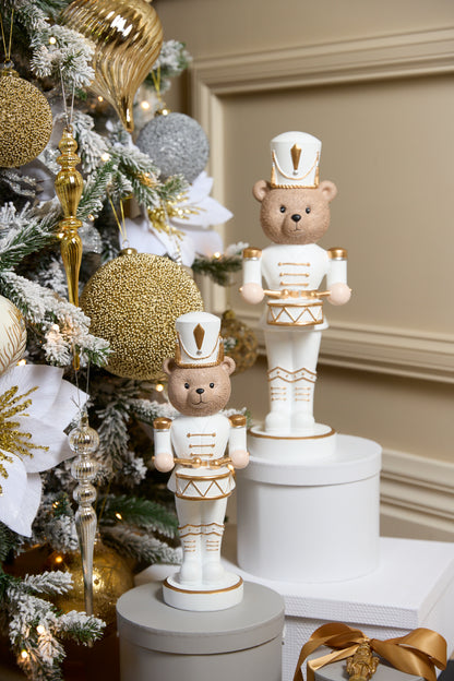 41Cm White And Gold Drummer Bear