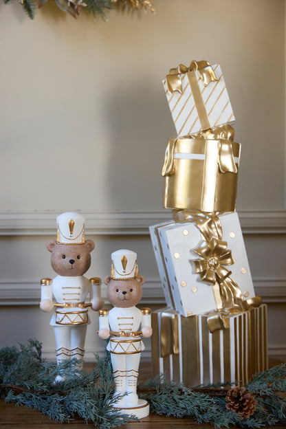 32Cm White And Gold Drummer Bear