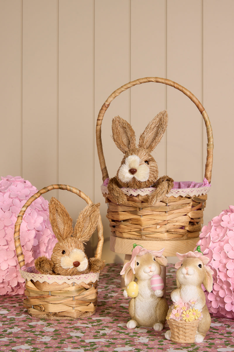 LARGE PINK BUNNY BASKET