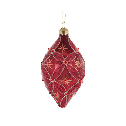 Elaborate Burgundy Twinkle Drop Bauble