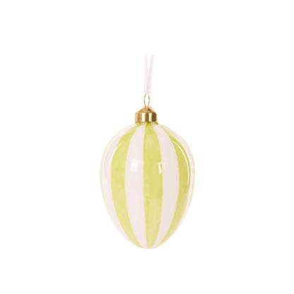 LUXE GLASS GREEN STRIPED EGG HANGING