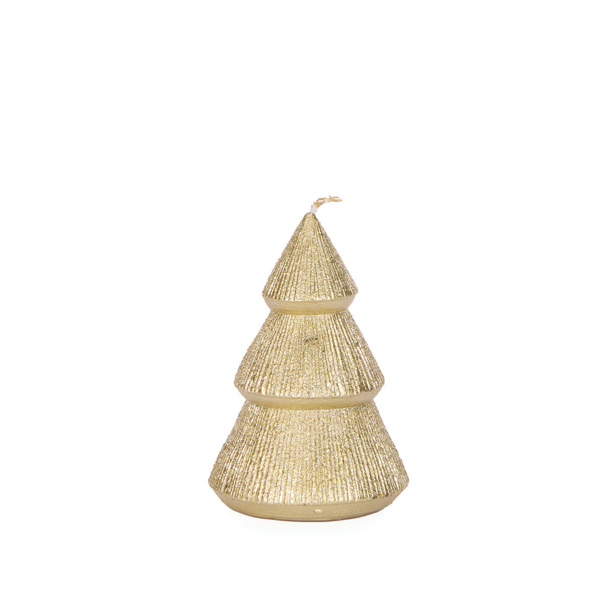 11cm Gold Ribbed Tree Candle