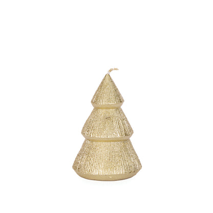 11cm Gold Ribbed Tree Candle