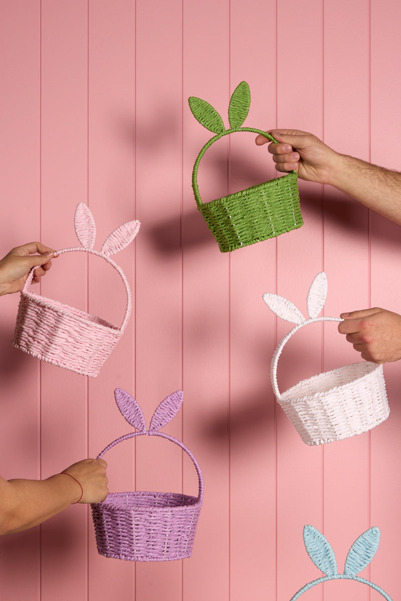 WHITE BUNNY EARS BASKET
