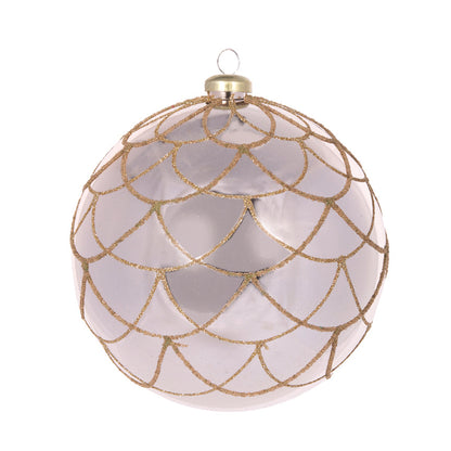 15cm High Shine Silver Beaded Petal Bauble
