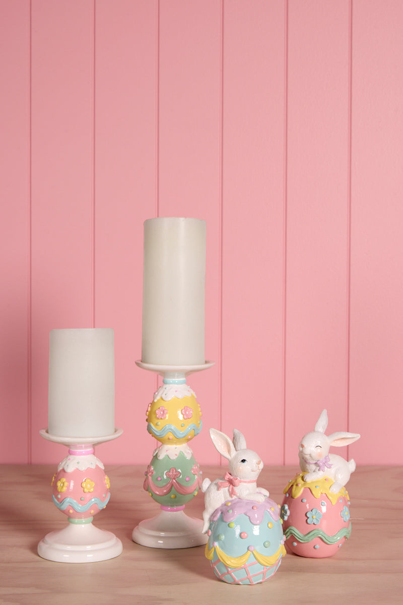 14 CM PASTEL PIPED EGG CANDLE HOLDER