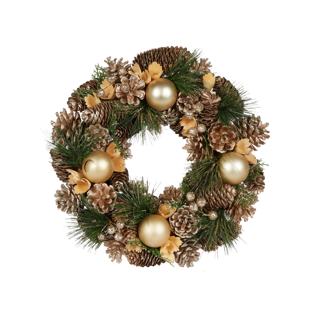Metalic Acorn Wreath 34cm