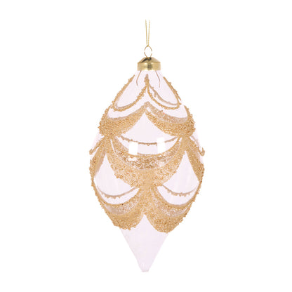 Clear Deco Scalloped Drop Bauble