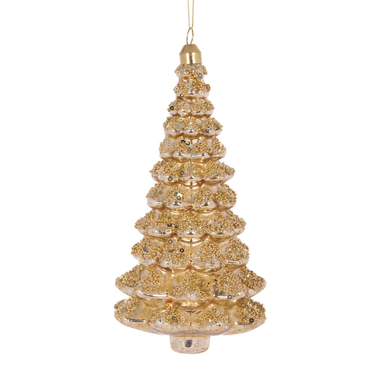 GOLD GLITTERED TREE ORNAMENT