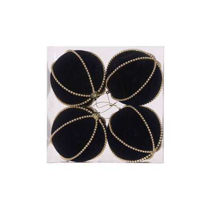 4pk Black Velvet Pearl Bauble