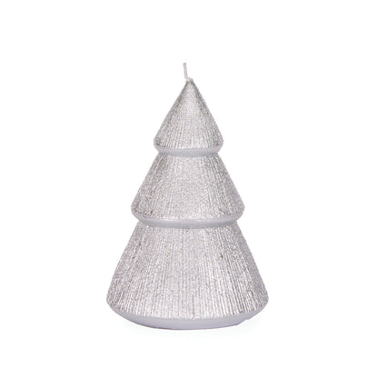 13.5cm Silver Ribbed Tree Candle