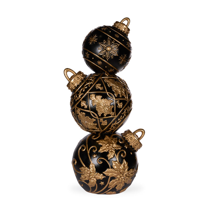 92cm Gold Black Snowflake Bauble Stack
