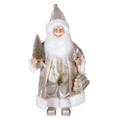 30 Cm Champagne Fabric Santa With Gifts