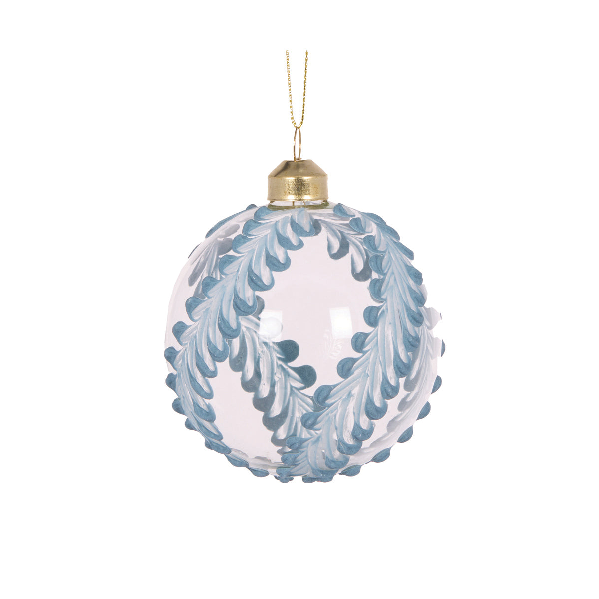 INTRICATE PIPED BLUE FERN BAUBLE