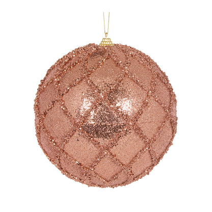 XL Copper Glittered Lattice Bauble