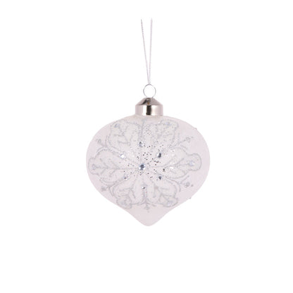 Round Glittered Snowflake Onion Bauble