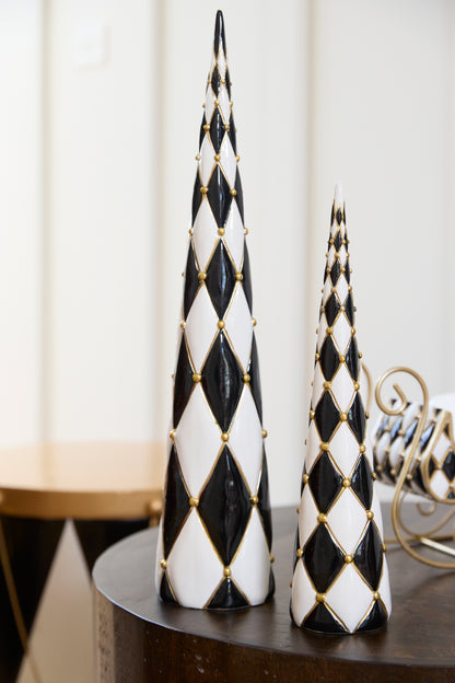 35.5 CM QUILTED HARLEQUIN CONE TREE