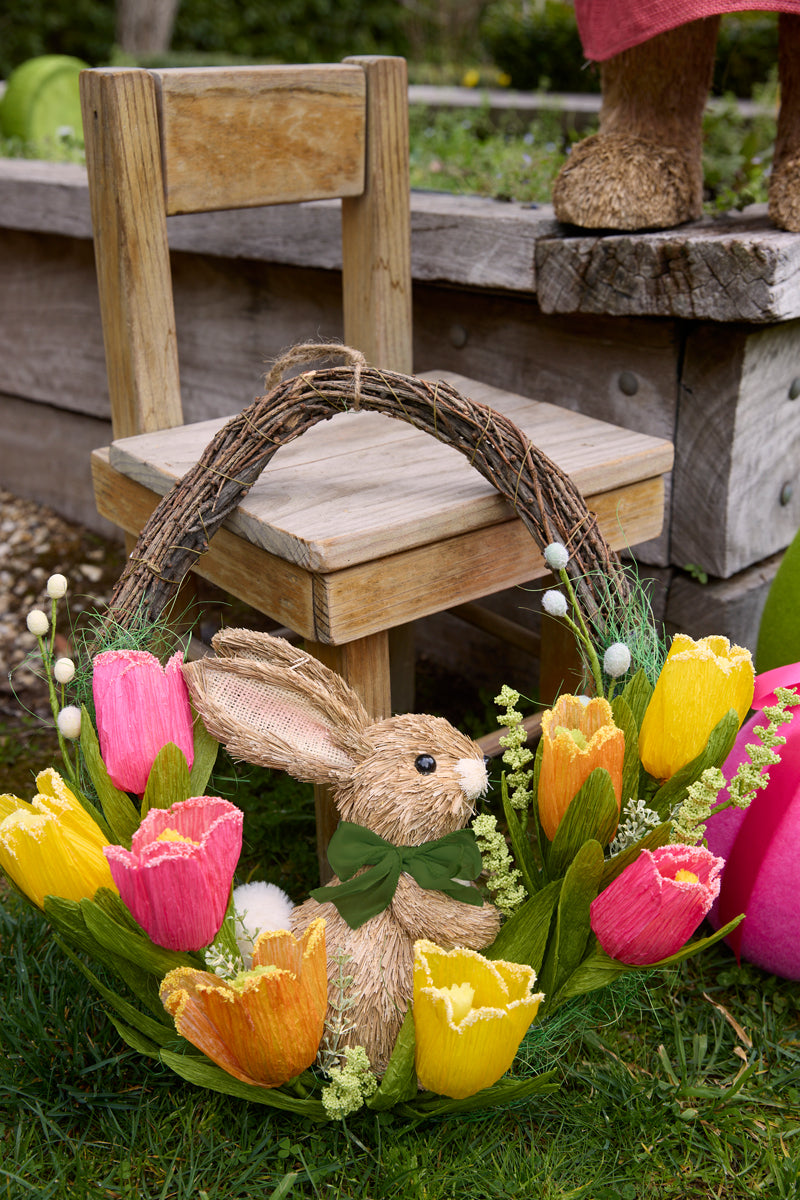 TULIP TANGO WREATH WITH RABBIT