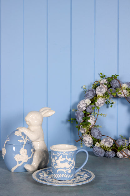BLUE FABRIC EGG WREATH