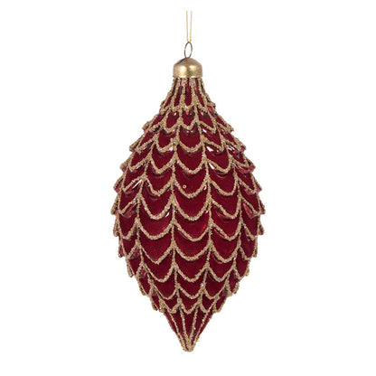 Burgundy Velvet Draped Drop Bauble