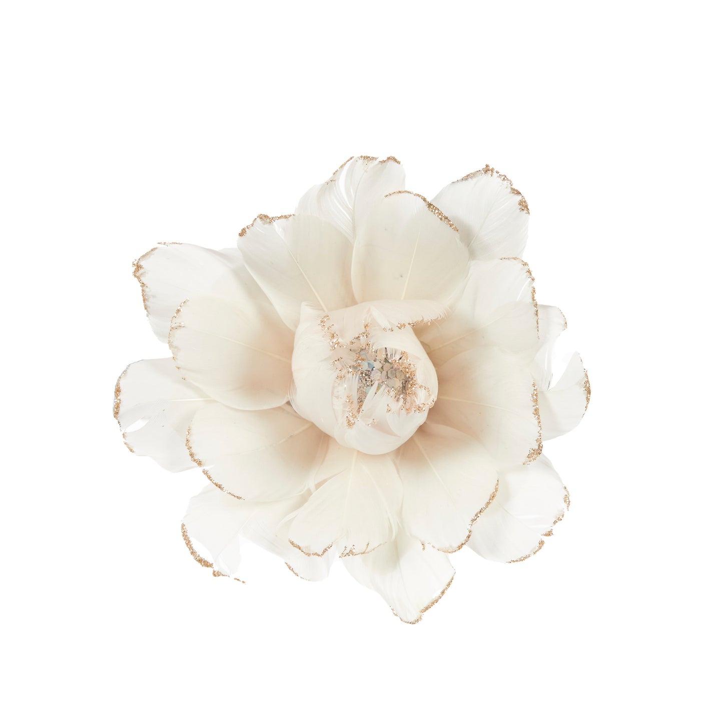 Champagne Feather Clip Flower