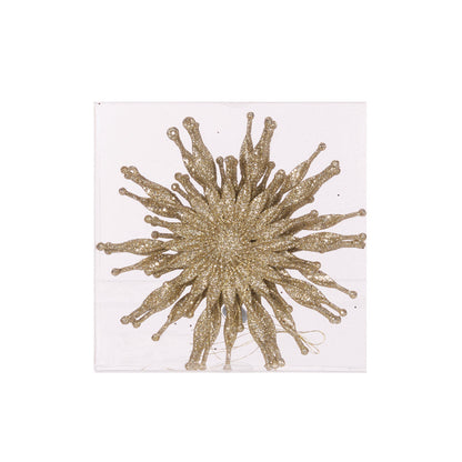 4pk Large Champagne Glitter Snowflake