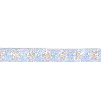 6.3cm Blue And Champagne Snowflake Velvet Ribbon