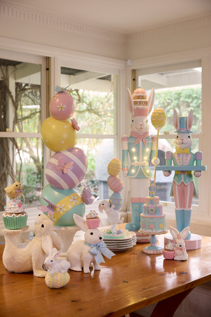 PASTEL RABBIT NUTCRACKER LED W/ STAFF