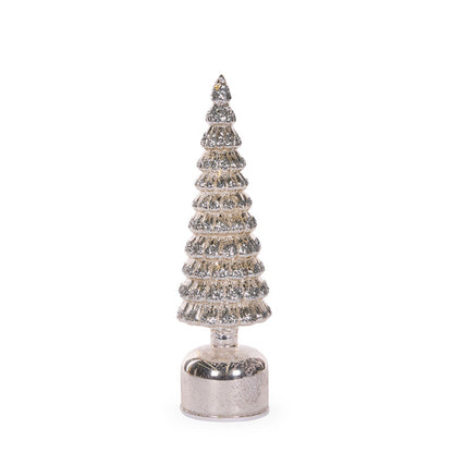 33cm Silver Mercury Glass Rotating LED Tree