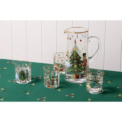 Christmas Wonderland Crystal Jug & 4 Tumblers Set