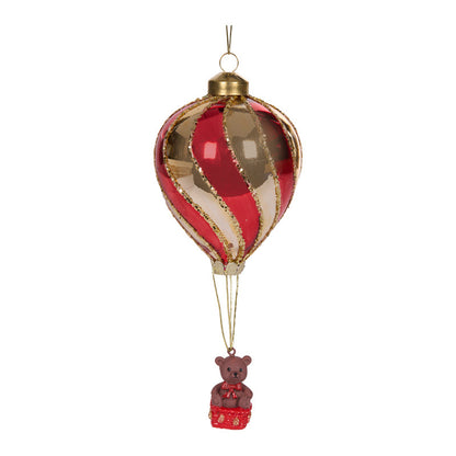 Adorable Teddy In Hot Air Balloon Ornament