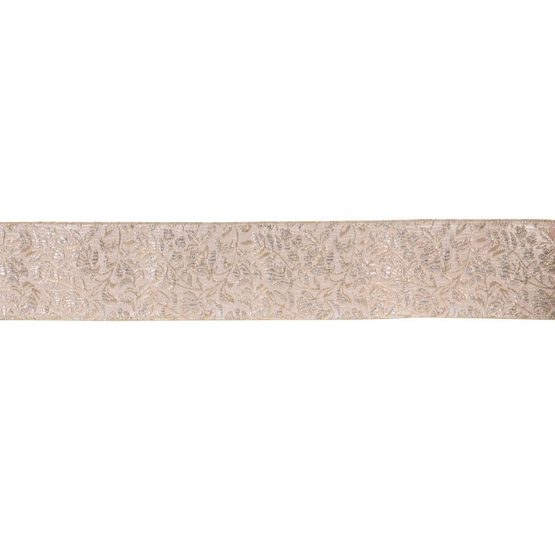 10cm Dusty Pink And Champagne Floral Velvet Ribbon