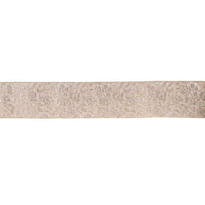 10cm Dusty Pink And Champagne Floral Velvet Ribbon