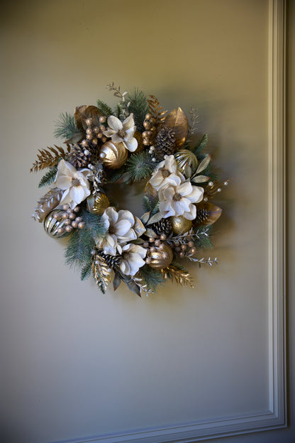 71 Cm Gilded Magnolia Wreath