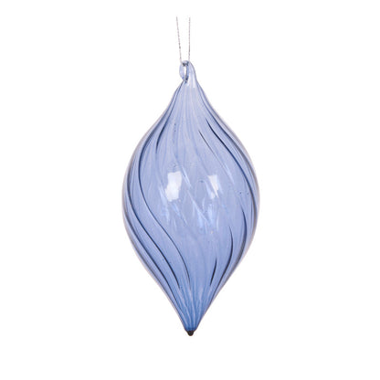 Transparent Blue Ribbed Drop Bauble
