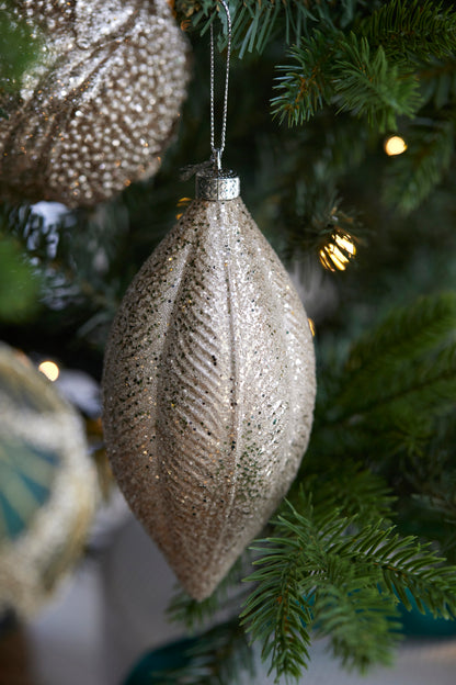 Champagne Feather Drop Bauble