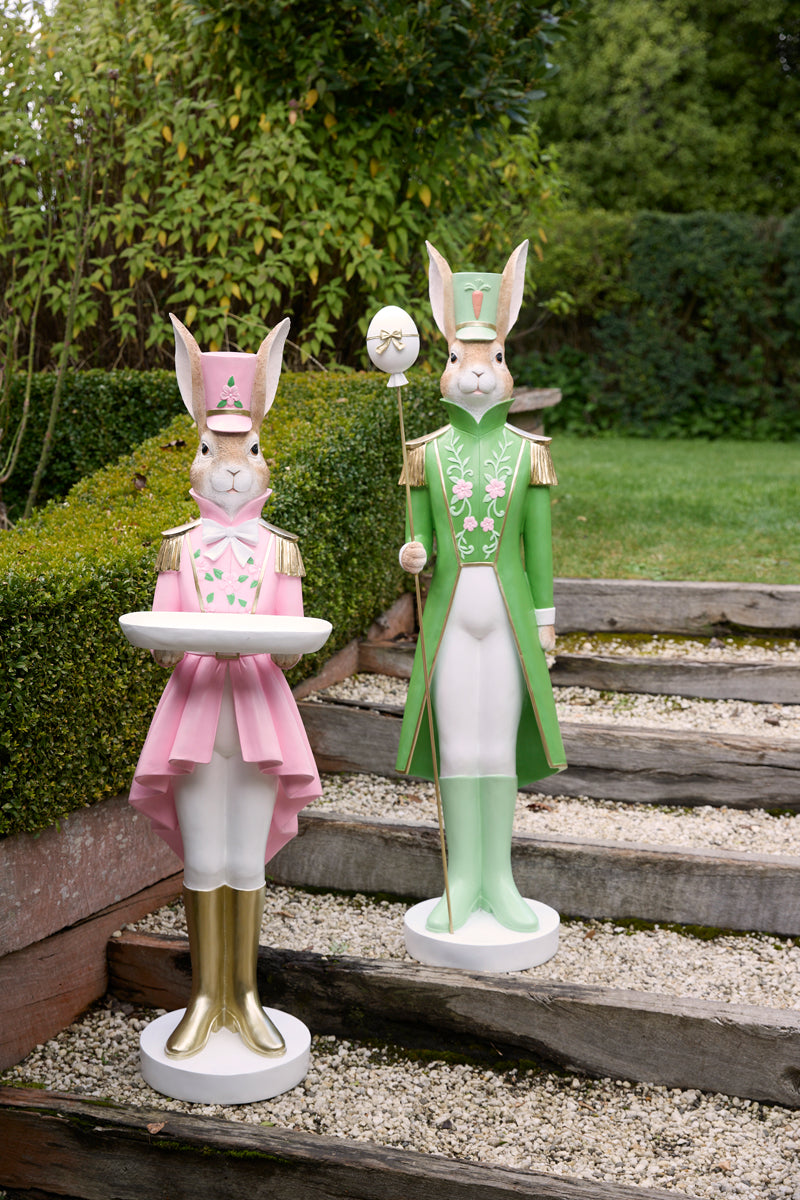 GREEN REGAL RABBIT NUTCRACKER WITH STAFF