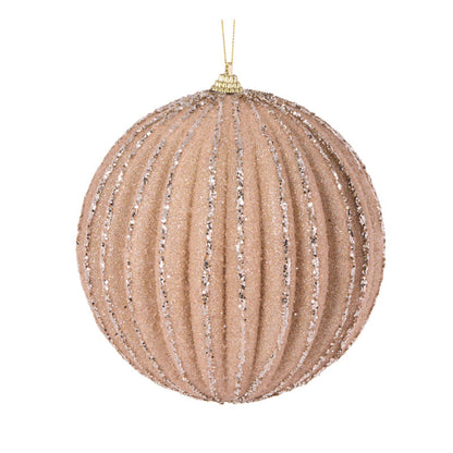 XL Champagne Glitter Ribbed Bauble