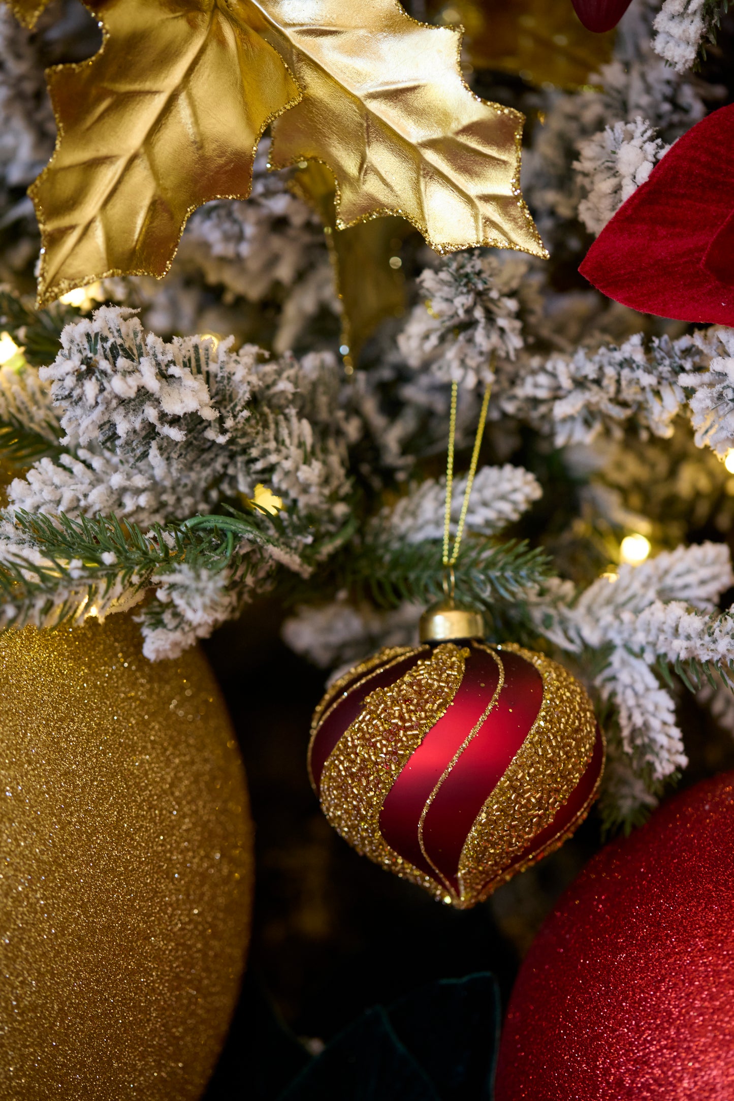 Red Beaded Swirl Onion Bauble