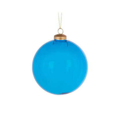 12cm Blue Glass Bauble