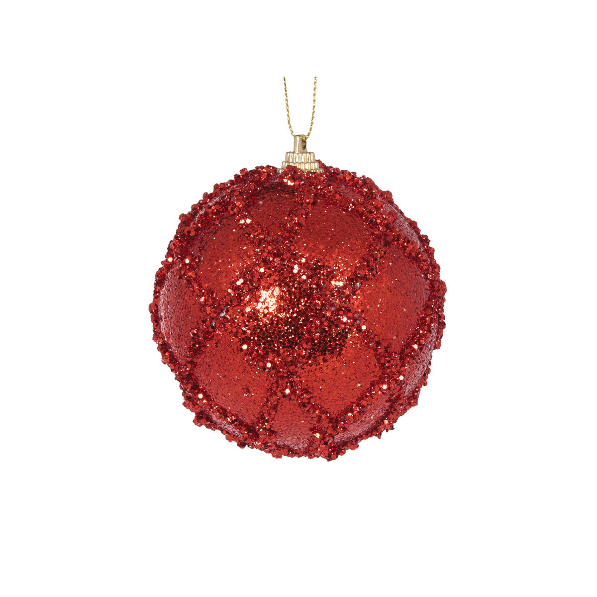 MINI RED GLITTERED LATTICE BAUBLE