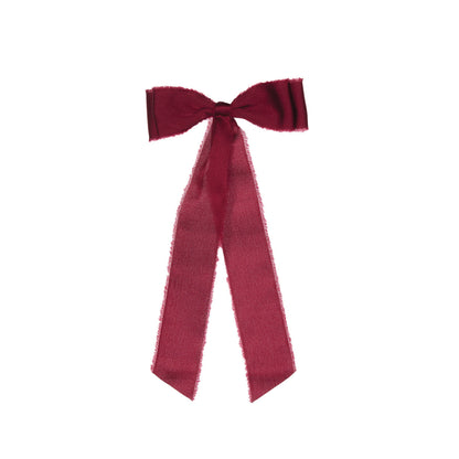 6 PK BURGUNDY RAW SATIN BOWS