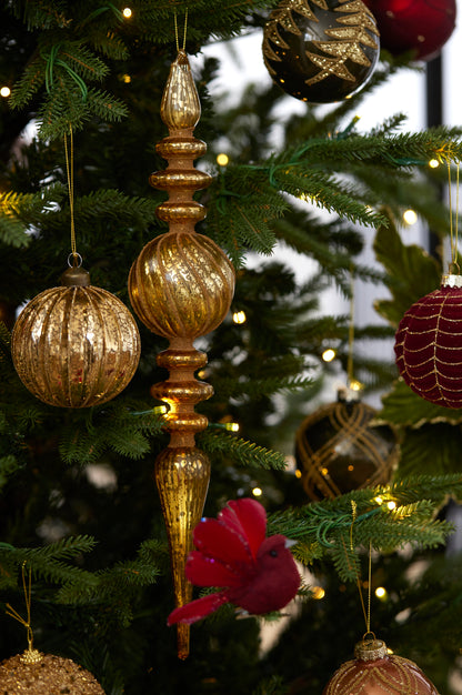 Gold Ribbed Round Bauble