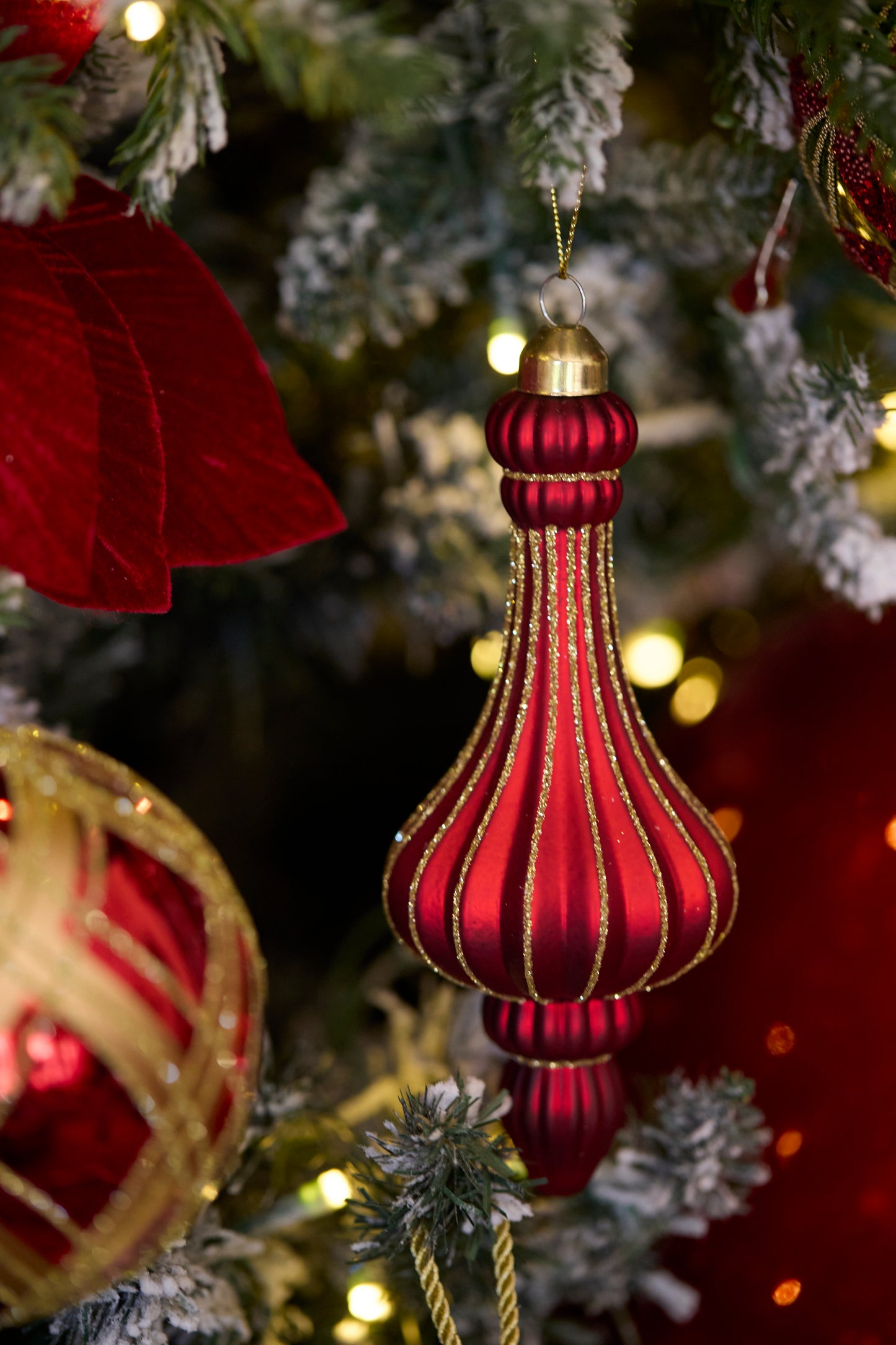 Matte Red Embellished Chandelier Finial