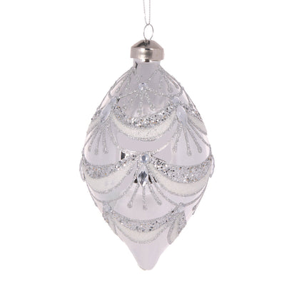 Silver Beaded Victorian Drop Bauble