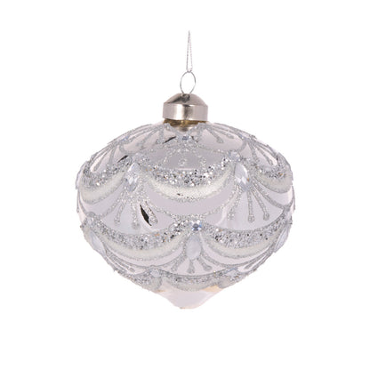 Silver Beaded Victorian Onion Bauble