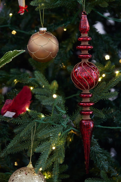 Xl Glass Red Beaded Finial