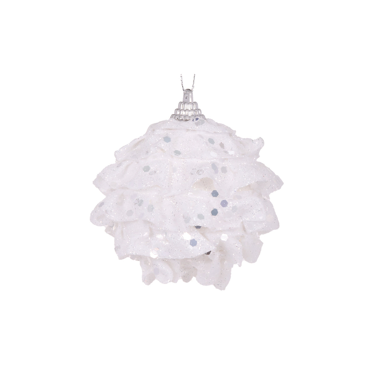 Mini White Ruffles Bauble