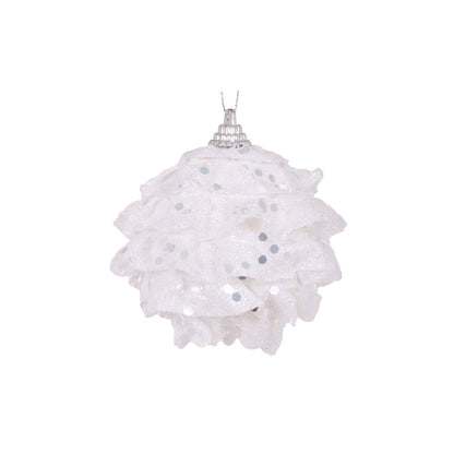 Mini White Ruffles Bauble